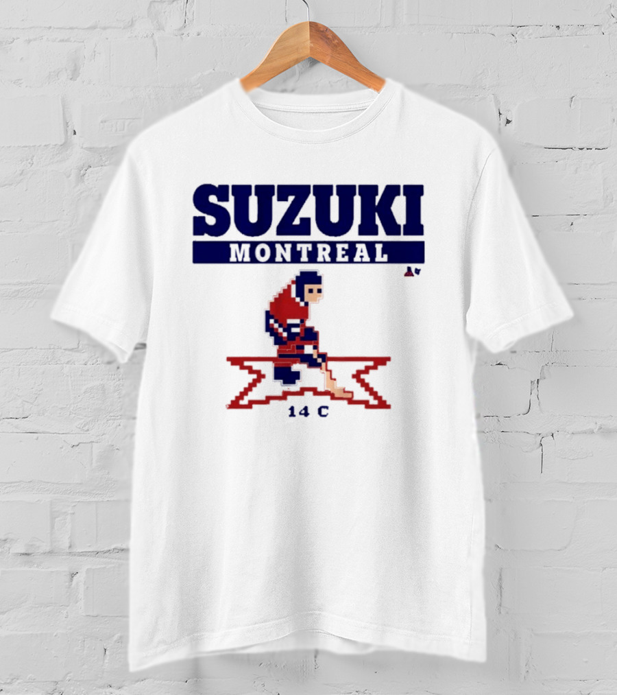 SUZUKI Montreal 14 C Red Hockey Player Pixel T-Shirt