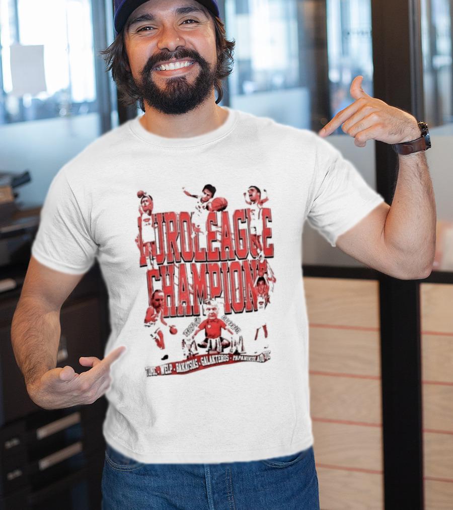 Olympiacos B.C Euroleague Champion Triple Crown Players T-Shirt