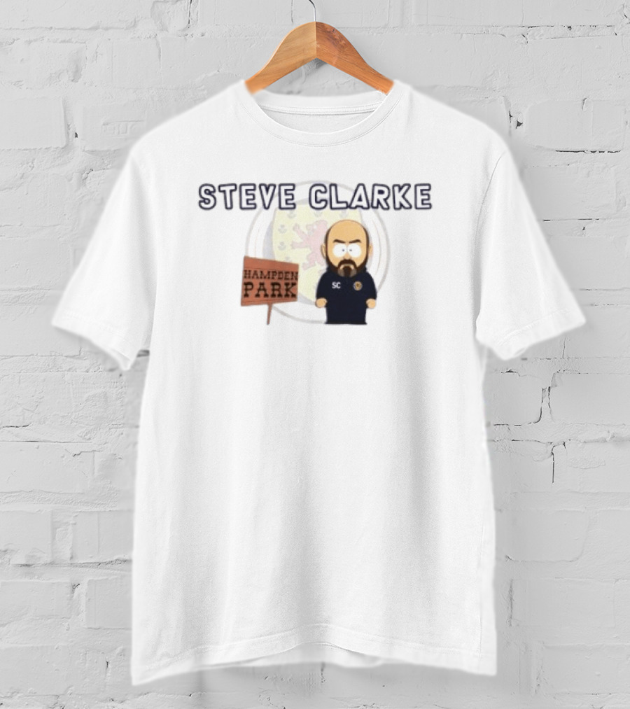 Steve Clarke Hampden Park Cartoon T-Shirt