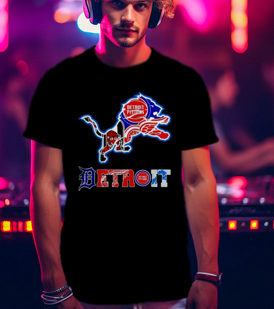 Detroit Lions Pistons Tigers Red Wings Sports Team Mashup T-Shirt