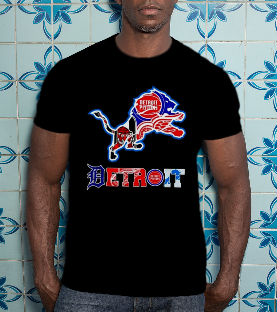 Detroit Lions Pistons Tigers Red Wings Sports Team Mashup T-Shirt