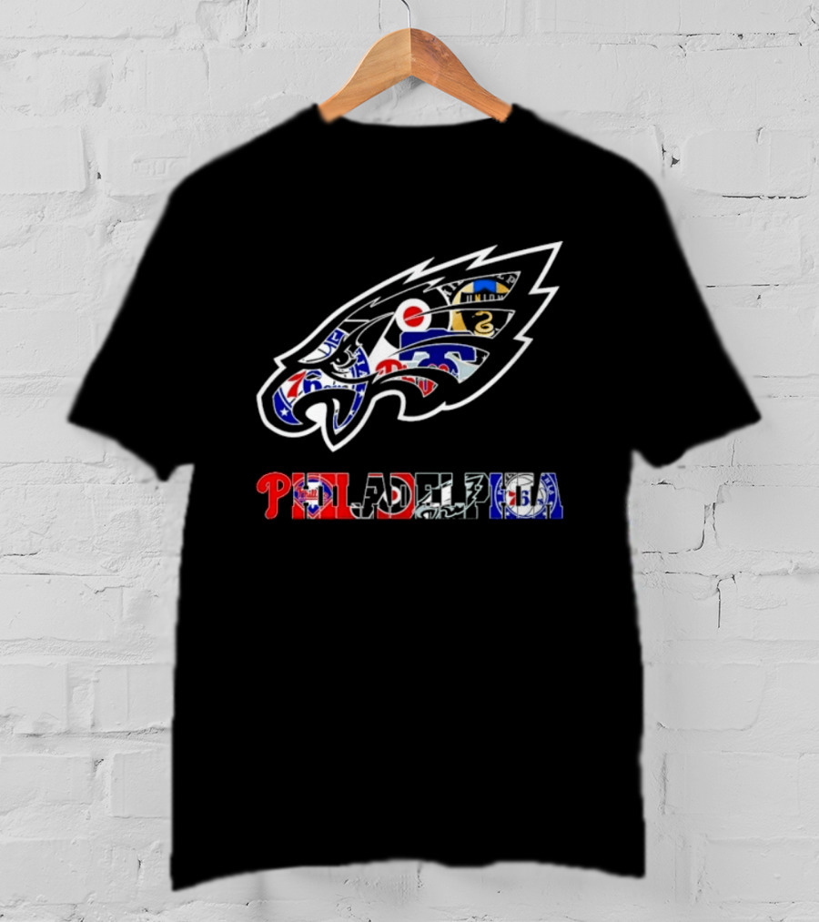 Philadelphia Sports Teams Logos Mashup Eagles Phillies Flyers Sixers Union T-Shirt