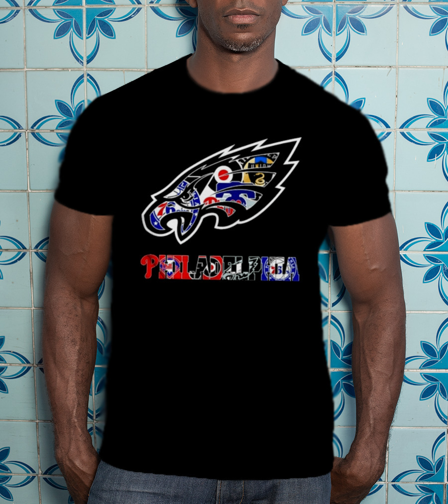 Philadelphia Sports Teams Logos Mashup Eagles Phillies Flyers Sixers Union T-Shirt