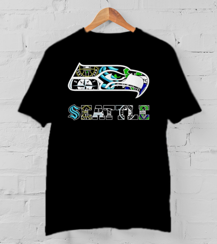 Seattle Sports Team Iconic Symbols Mashup T-Shirt