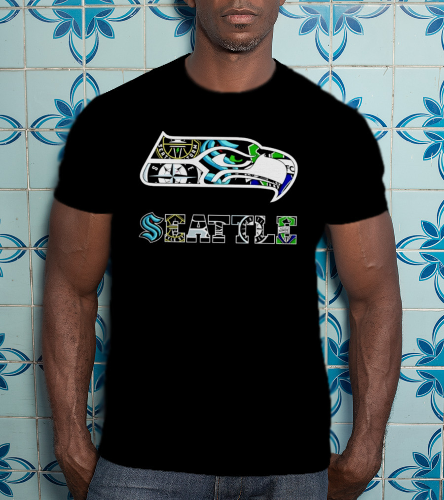 Seattle Sports Team Iconic Symbols Mashup T-Shirt