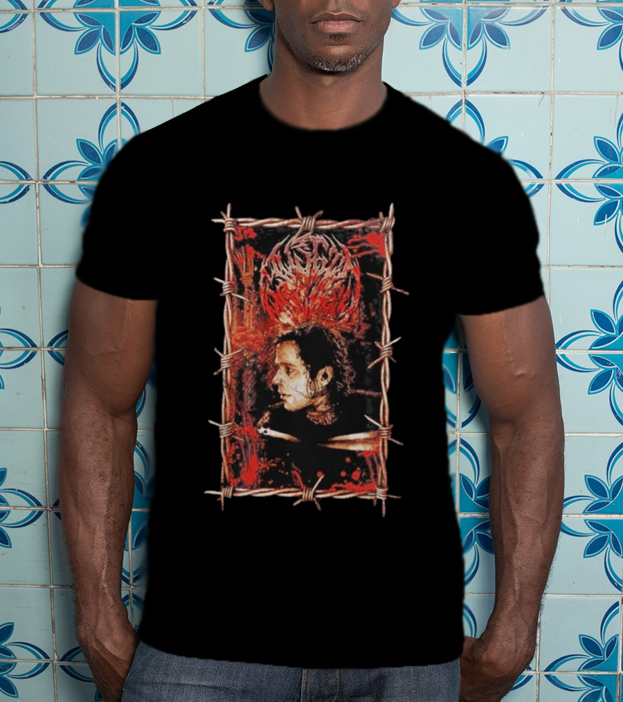 Austin Archey Barbed Wire Frame Art With Red Crown T-Shirt
