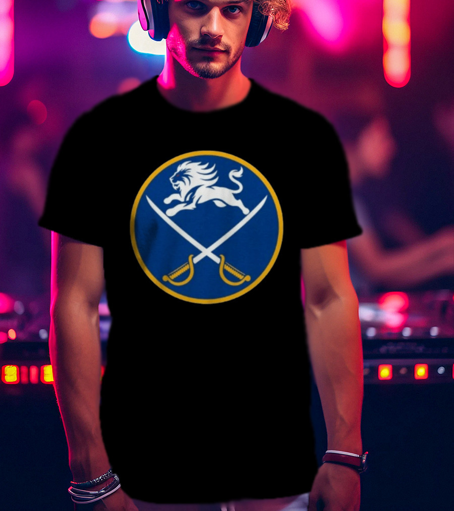 Buffalo Sabres Alex Lyon Lion Swords Circle T-Shirt