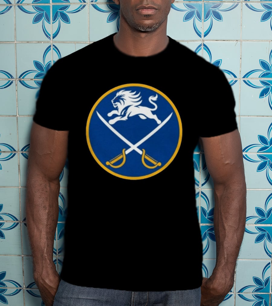 Buffalo Sabres Alex Lyon Lion Swords Circle T-Shirt