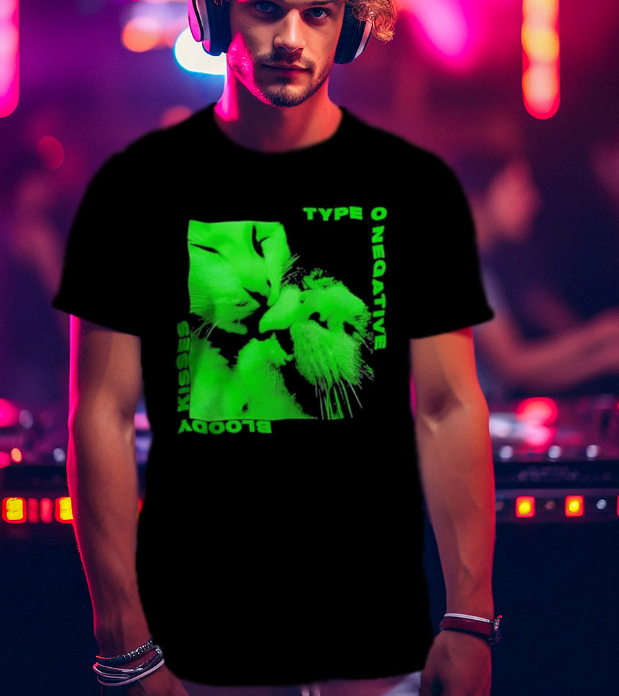 Type O Negative Cat Kissing Kisses Bloody T-Shirt