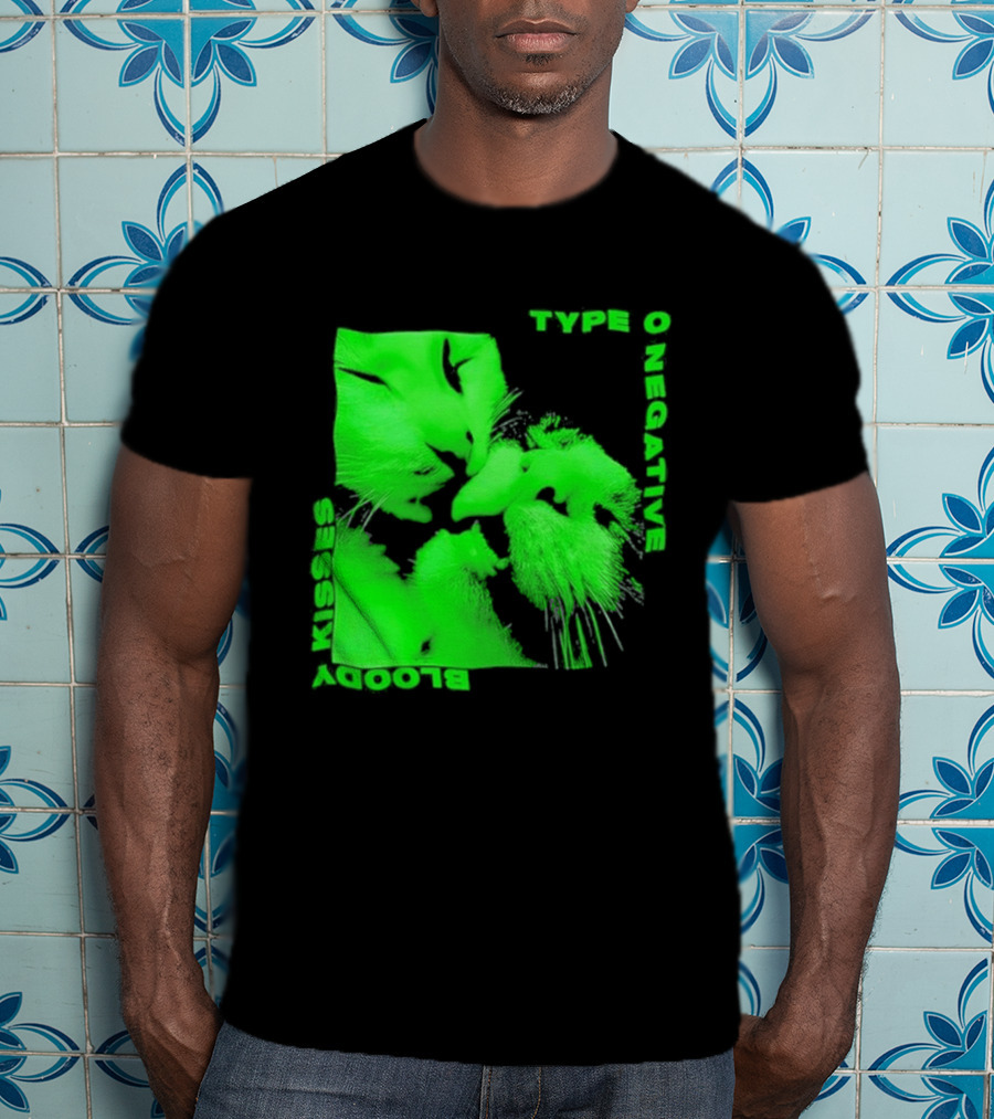 Type O Negative Cat Kissing Kisses Bloody T-Shirt