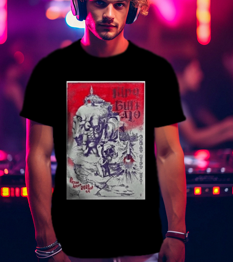 King Buffalo Vienna Arena May 4 2026 Concert Art Featuring Surreal Imagery And Space T-Shirt
