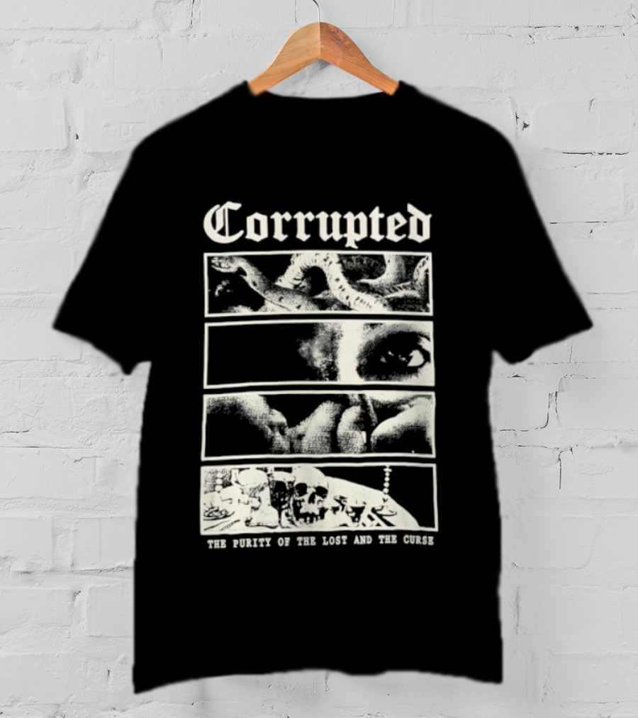 Corrupted The Purity Of The Lost And The Curse Eerie Monochrome Eye Panels T-Shirt