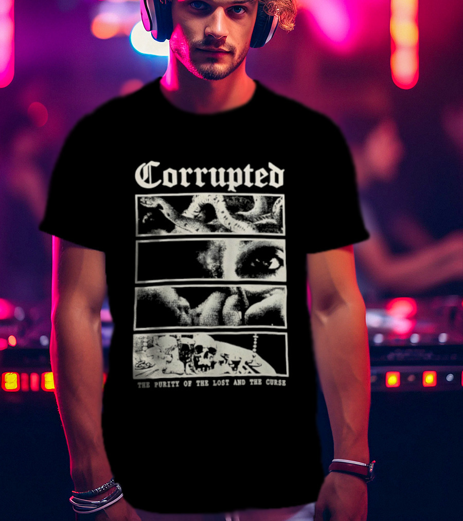 Corrupted The Purity Of The Lost And The Curse Eerie Monochrome Eye Panels T-Shirt