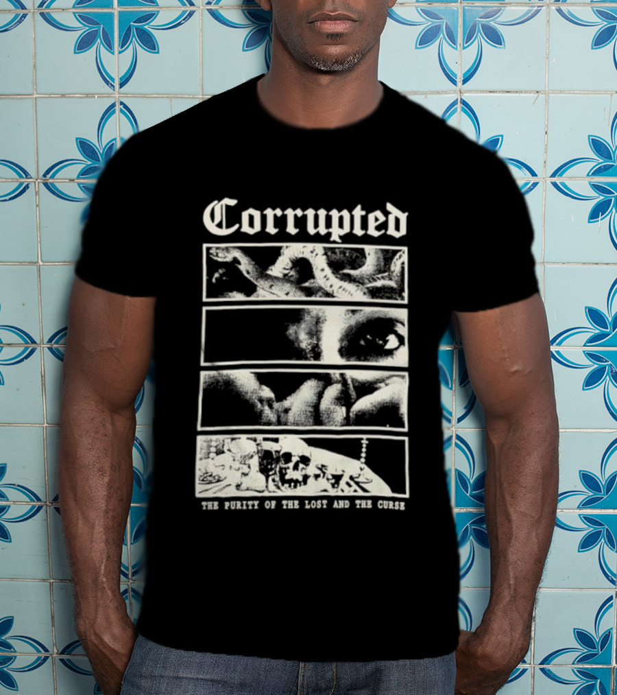 Corrupted The Purity Of The Lost And The Curse Eerie Monochrome Eye Panels T-Shirt