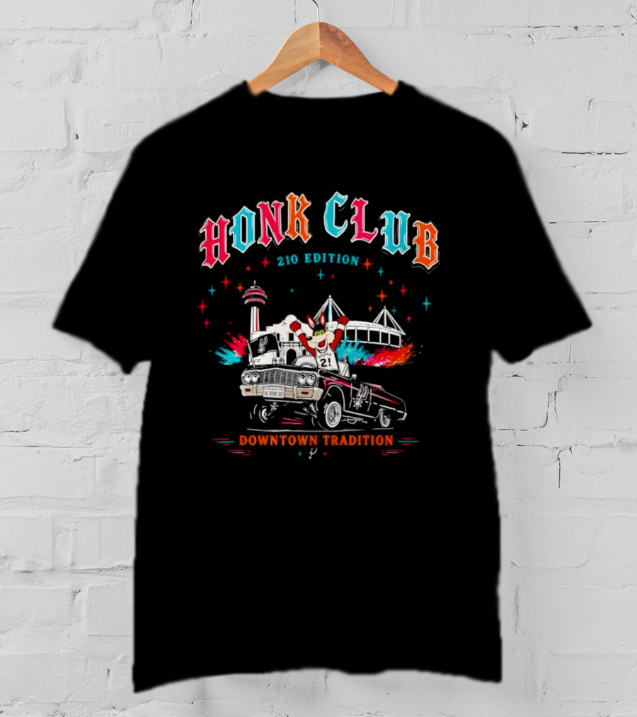 San Antonio Honk Club Spurs Coyote 210 Edition Downtown Tradition NBA Tower Of The Americas T-Shirt