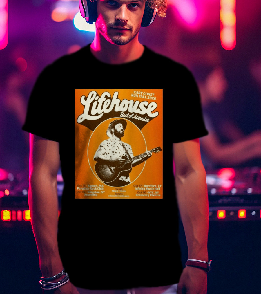 Lifehouse Best Of Acoustic East Coast Run Fall Tour 2026 Boston Hartford Kingston NYC T-Shirt