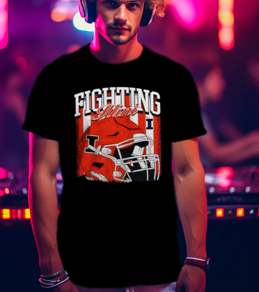 Fighting Illini NCAA Football Illinois Helmet T-Shirt