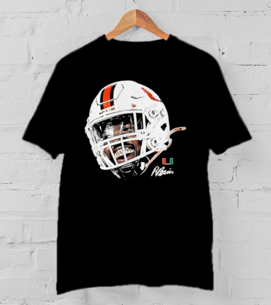 Miami Hurricanes Rueben Bain Jr. Game Face Helmet NCAA Football U T-Shirt