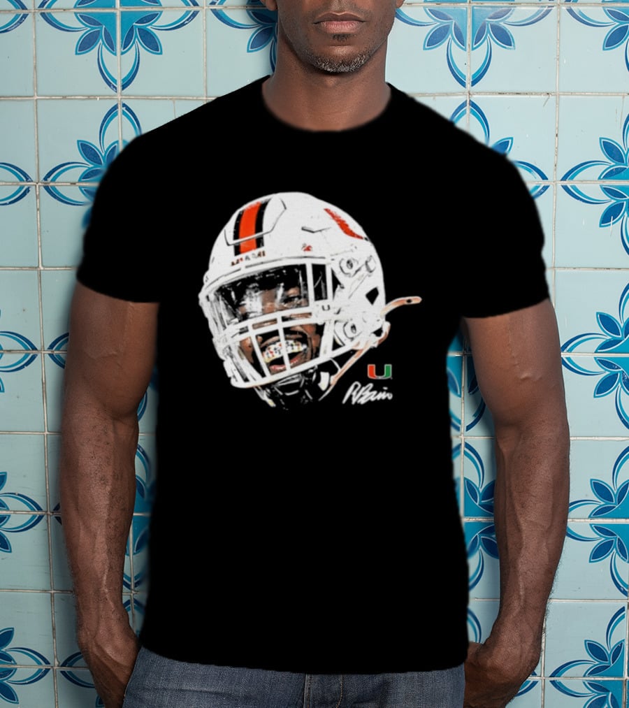 Miami Hurricanes Rueben Bain Jr. Game Face Helmet NCAA Football U T-Shirt