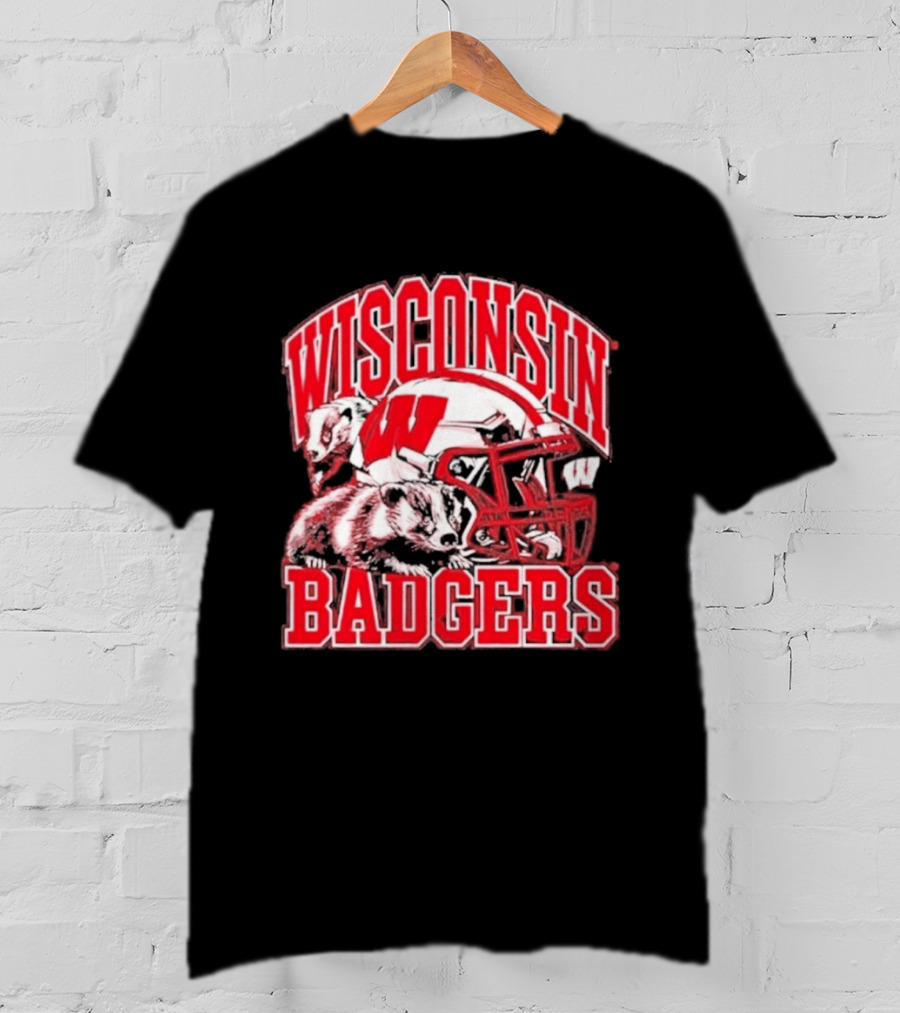 Wisconsin Badgers Football Helmet NCAA Team Pride T-Shirt