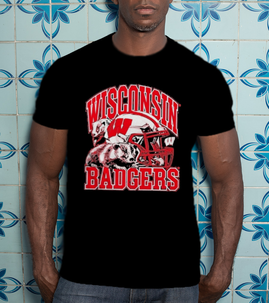Wisconsin Badgers Football Helmet NCAA Team Pride T-Shirt