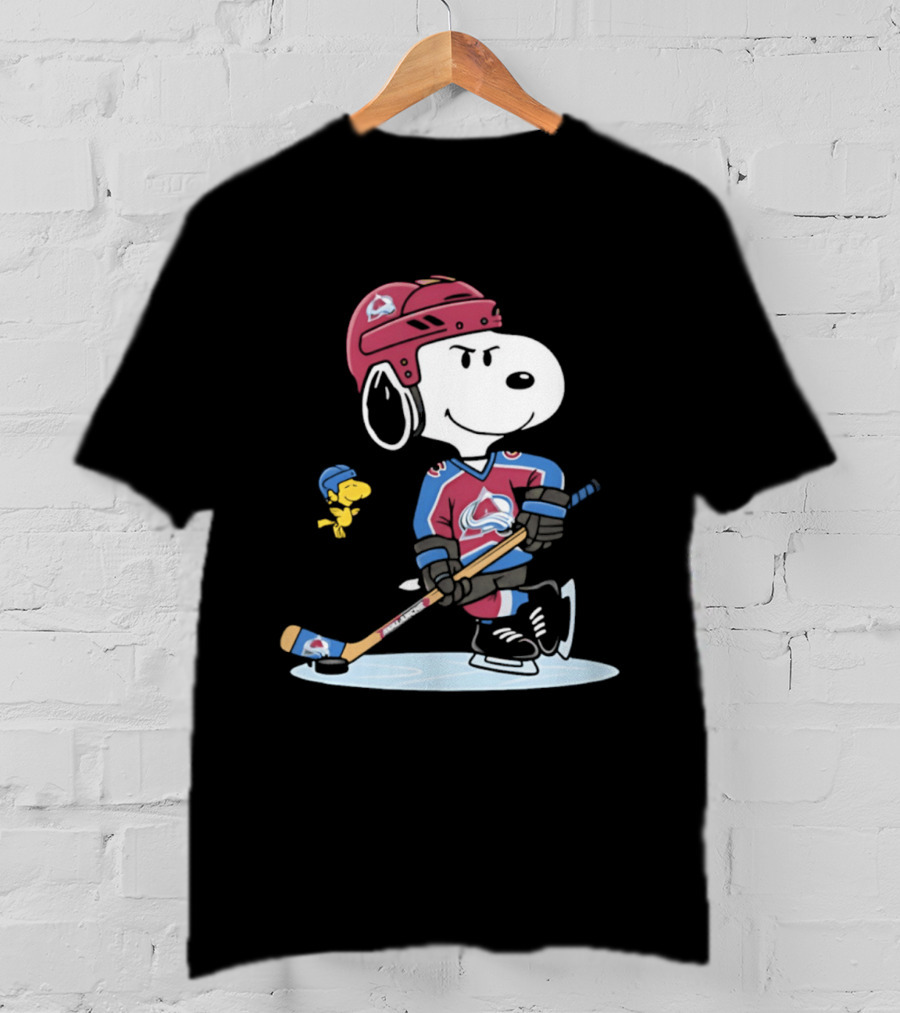Snoopy Woodstock Colorado Avalanche NHL Hockey Peanuts Collaboration T-Shirt