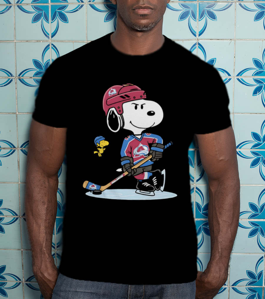 Snoopy Woodstock Colorado Avalanche NHL Hockey Peanuts Collaboration T-Shirt