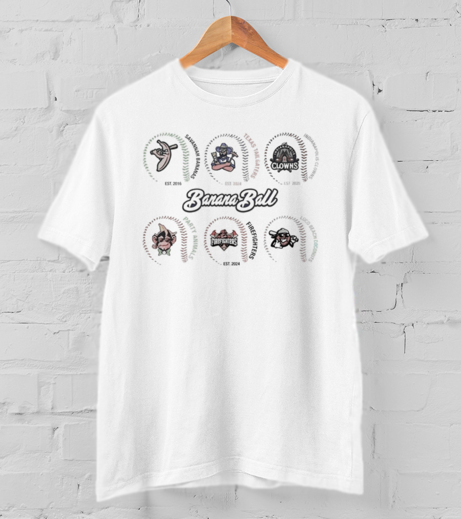 Banana Ball All Teams Logos And Since Established Dates T-Shirt