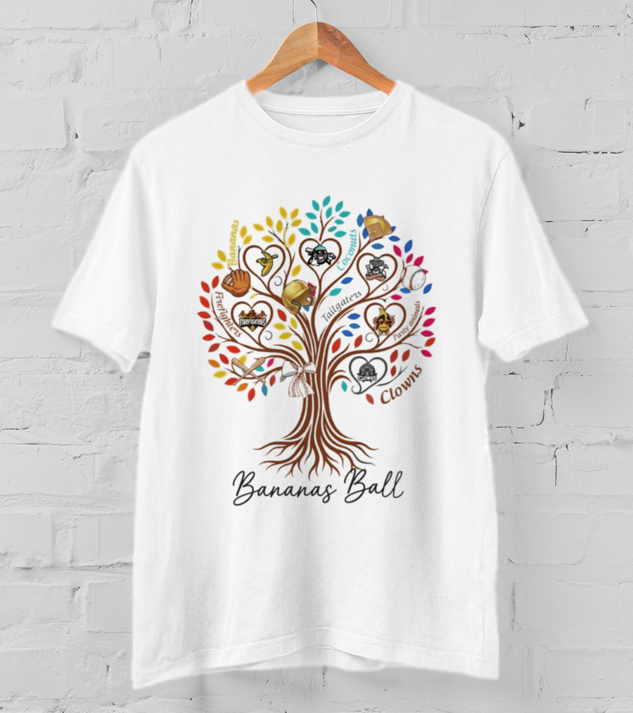 Bananas Ball Tree Tailgaters Clowns Baseball Teams T-Shirt