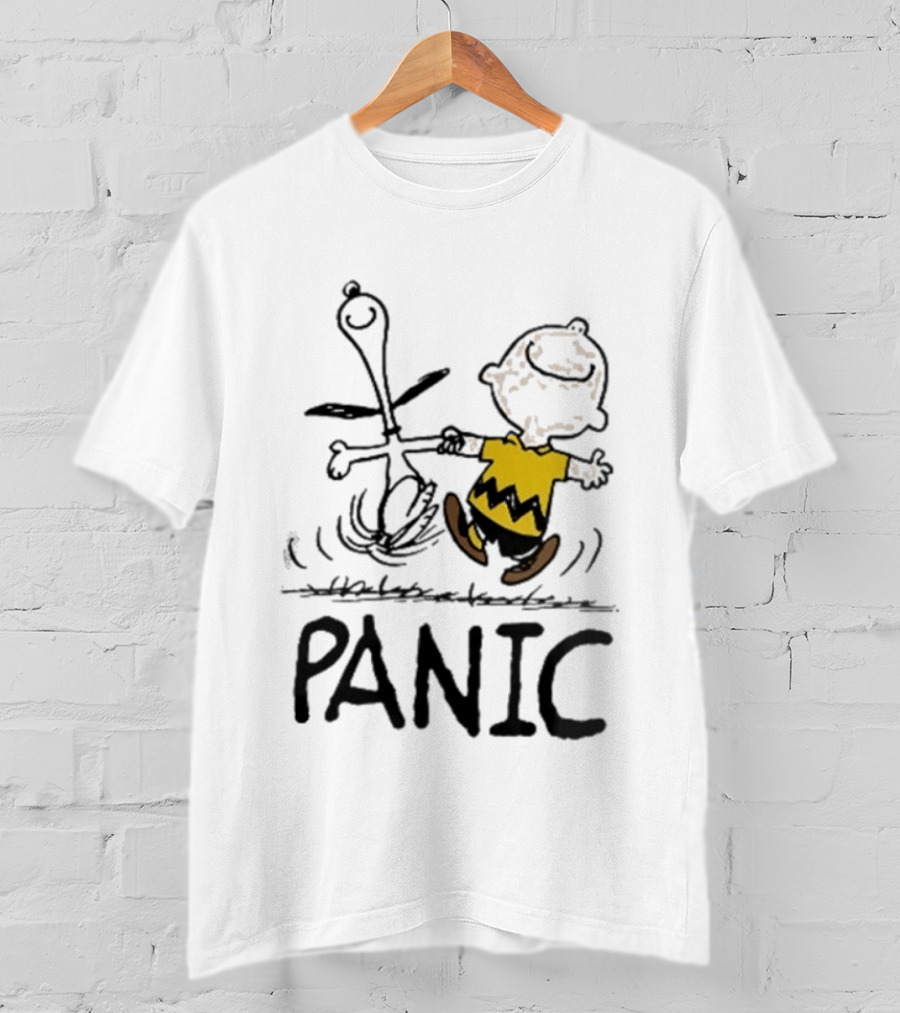 Charlie Brown Snoopy Panic Sometimes A Dog Is As Good As Any Man Peanuts Comic Strip Fun T-Shirt