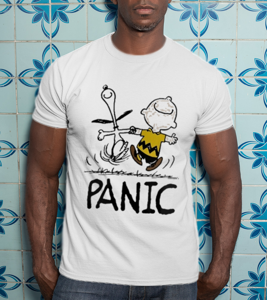 Charlie Brown Snoopy Panic Sometimes A Dog Is As Good As Any Man Peanuts Comic Strip Fun T-Shirt