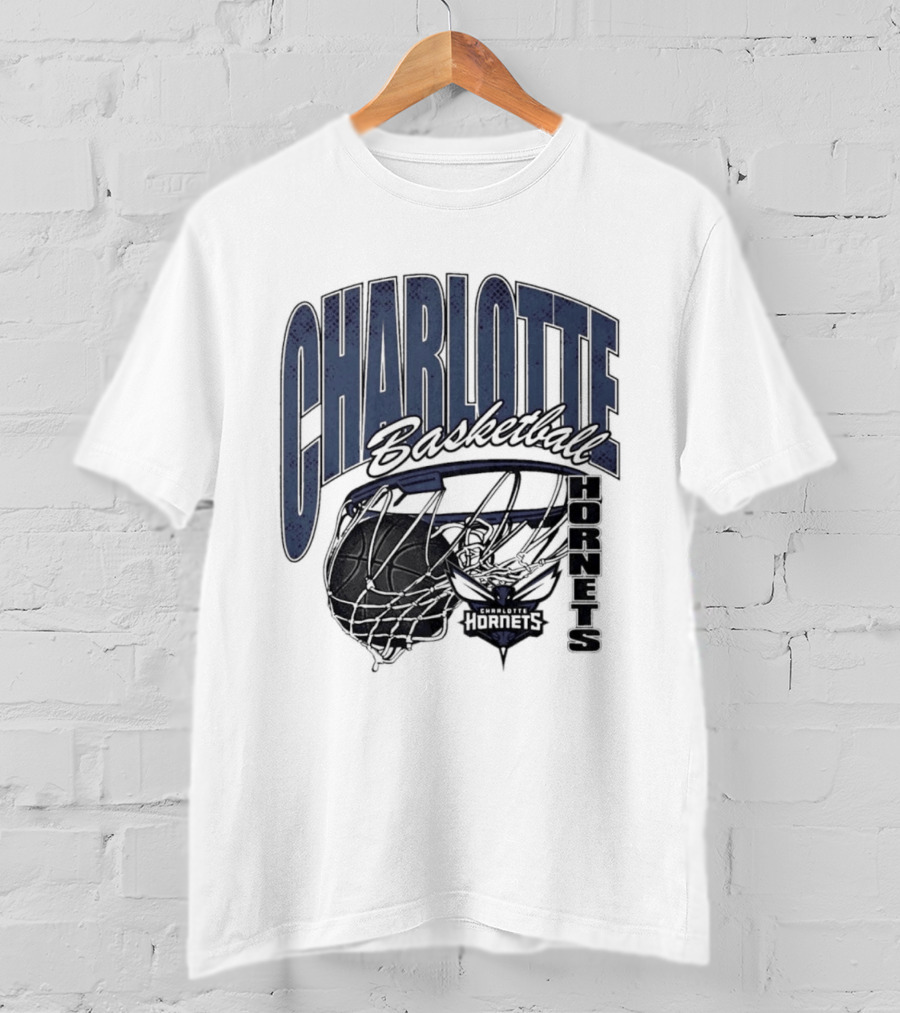 Charlotte Hornets Basketball Script Swish Iconic NBA Team T-Shirt