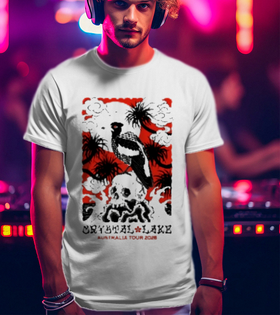 Crystal Lake Australia Tour 2026 Bird Skull Tropical T-Shirt