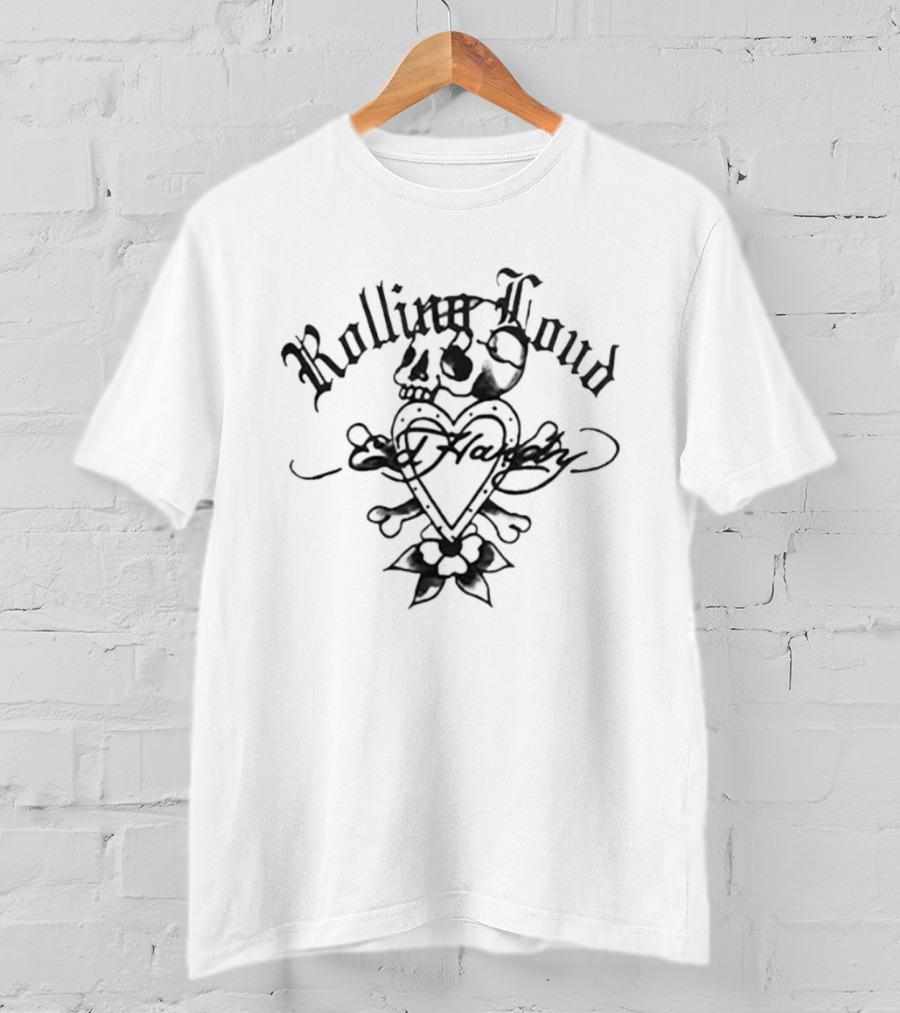 Ed Hardy X Rolling Loud Festival 2026 Sacred Heart Skulls Roses Tattoo T-Shirt