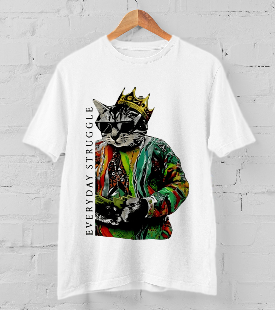 Everyday Struggle Notorious B.I.G Cat Meme Crown Sunglasses T-Shirt