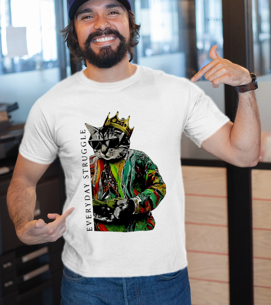 Everyday Struggle Notorious B.I.G Cat Meme Crown Sunglasses T-Shirt