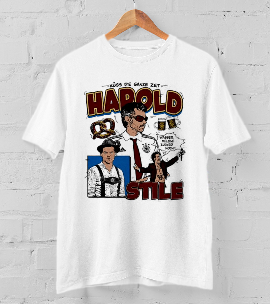 Harold Stile Kuss Die Ganze Zeit Comic Pretzel Sunglasses Police T-Shirt