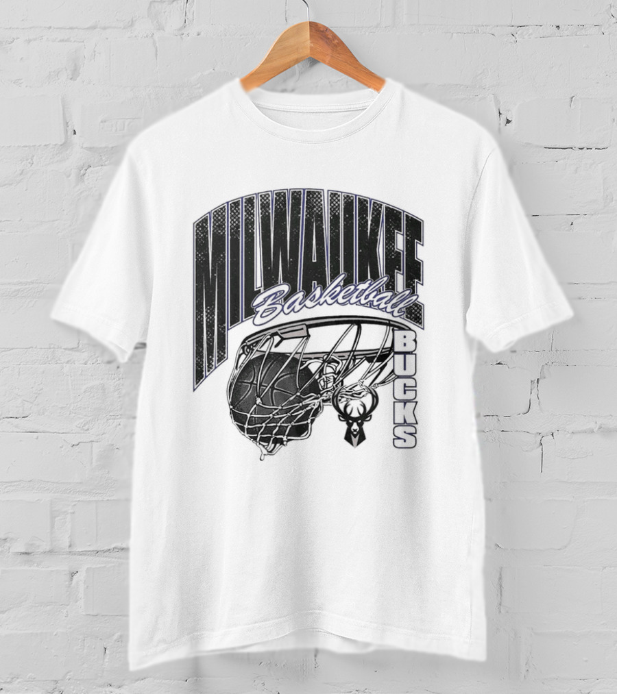 Milwaukee Bucks Basketball Swish Deer Hoop T-Shirt