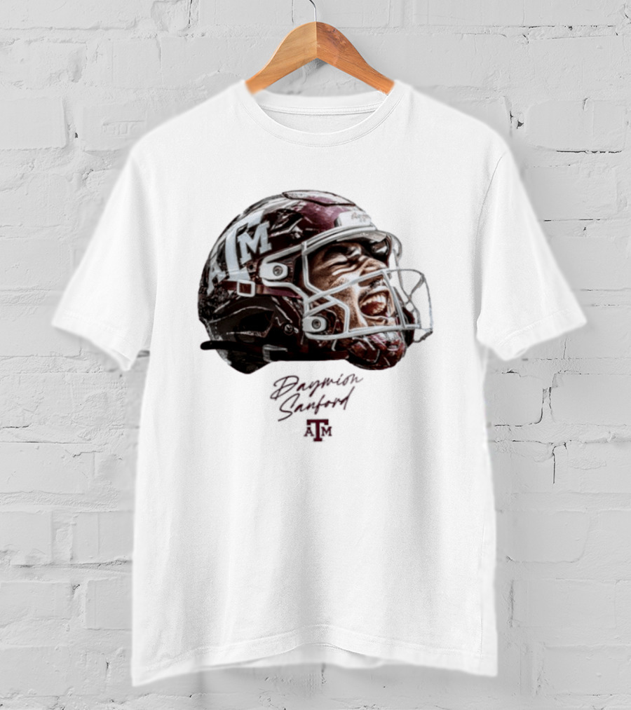 Texas A&M Aggies Football Helmet Game Face Daymion Sanford NCAA T-Shirt