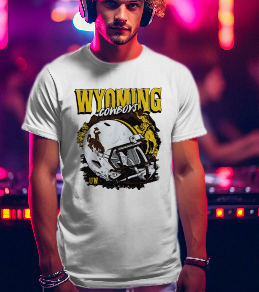 Wyoming Cowboys UW Football Helmet NCAA T-Shirt