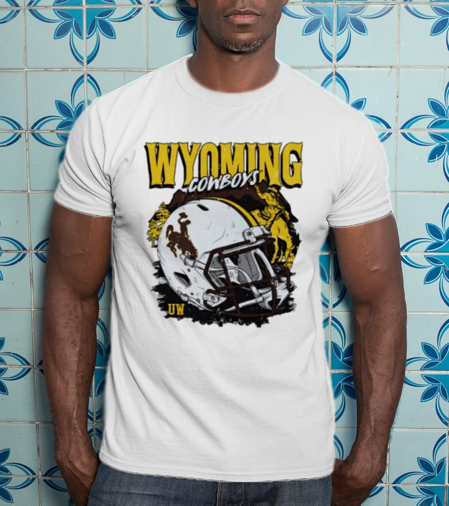 Wyoming Cowboys UW Football Helmet NCAA T-Shirt