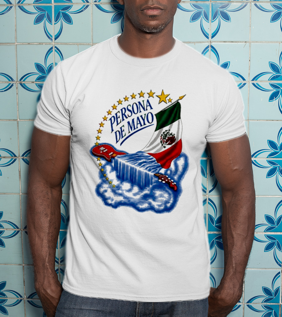 Persona De Mayo Mexican Flag Guitar Star Celebration T-Shirt