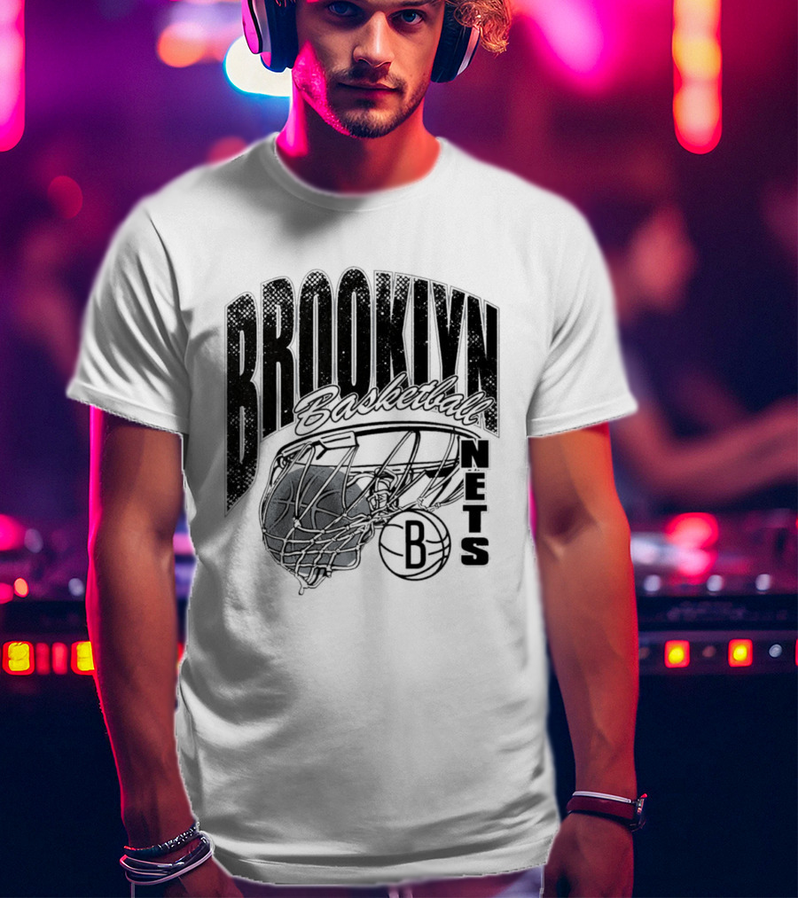 Brooklyn Basketball Nets Swish Ball Script T-Shirt