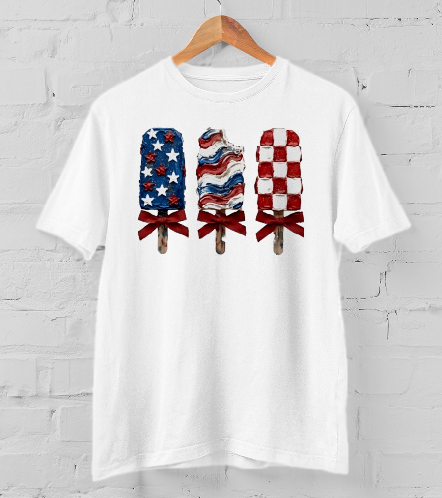 Patriotic Popsicle Stars Stripes Red White Blue T-Shirt