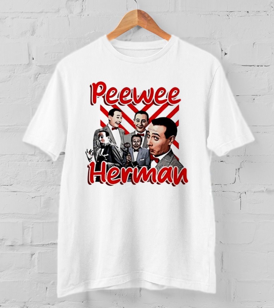 Peewee Herman Iconic Characters Collage Red And Black T-Shirt