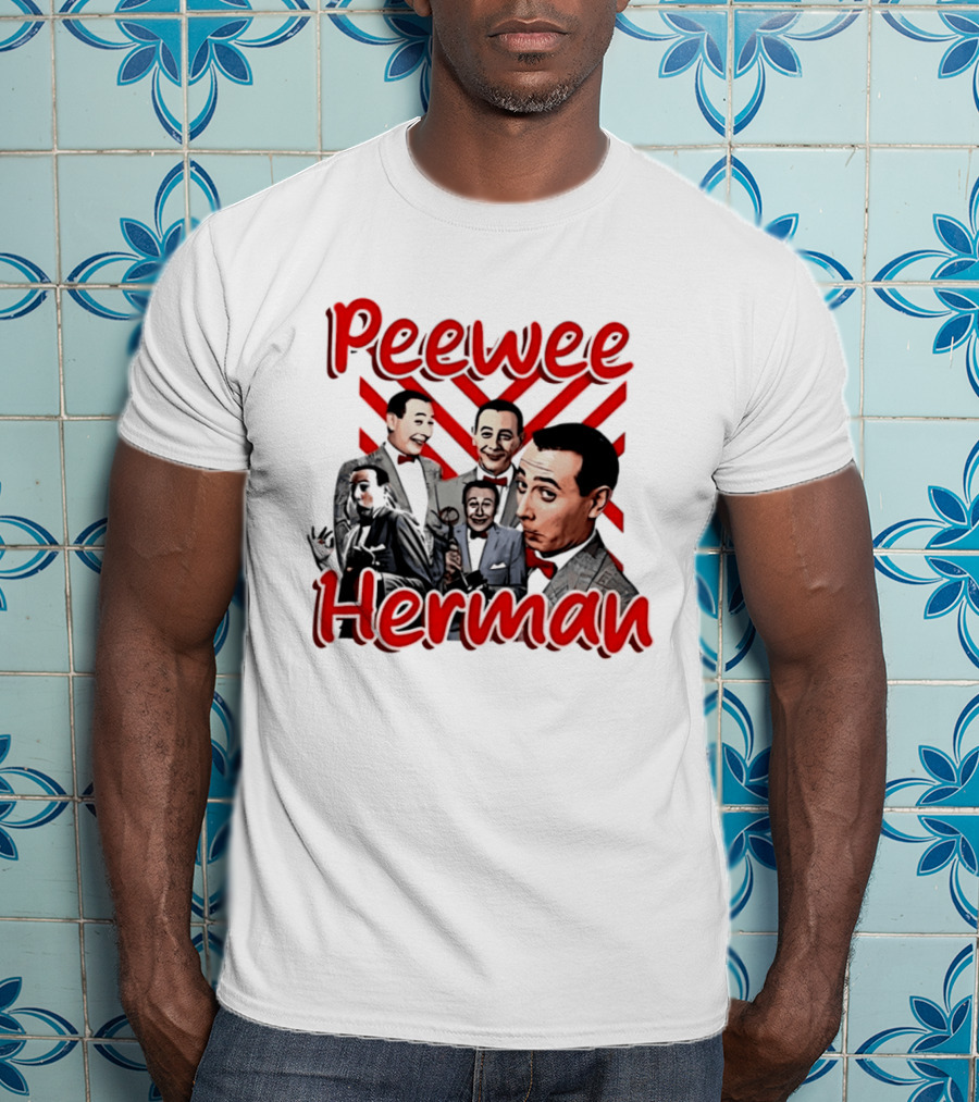 Peewee Herman Iconic Characters Collage Red And Black T-Shirt