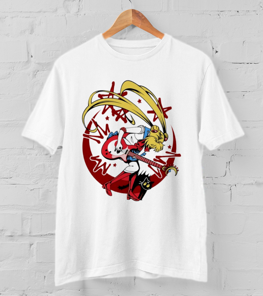 Sailor Moon Scott Pilgrim Crossover Rock And Roll Moonlight Guitar T-Shirt