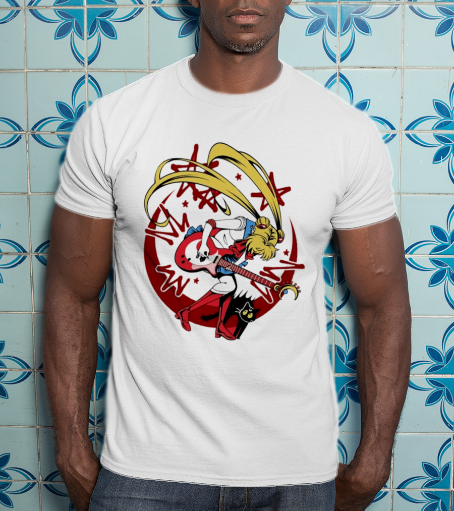 Sailor Moon Scott Pilgrim Crossover Rock And Roll Moonlight Guitar T-Shirt