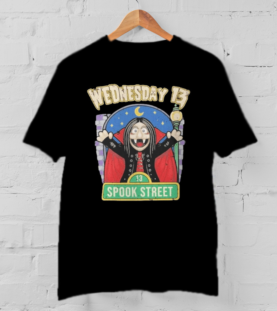 Wednesday 13 Vampire Moonlight Streetlamp Spook Street 13 T-Shirt