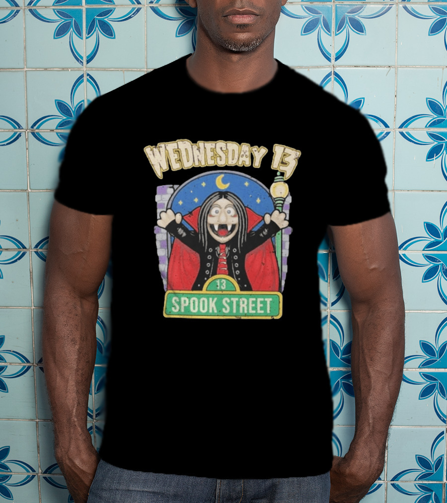 Wednesday 13 Vampire Moonlight Streetlamp Spook Street 13 T-Shirt